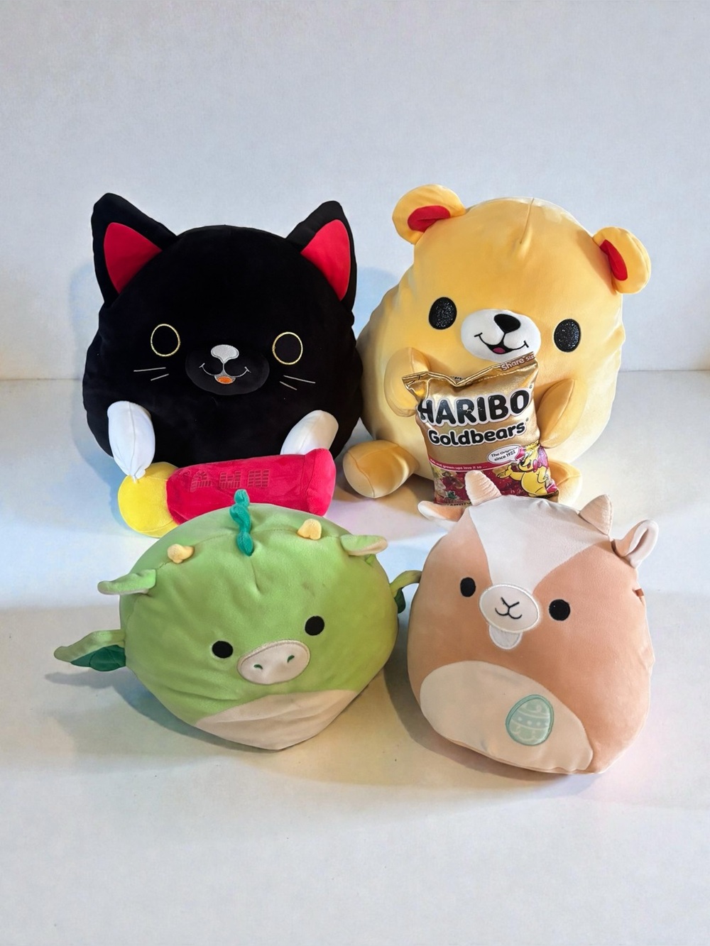 Squishmallows Lot of 4 Plush Cat Bear Dragon Alpaca Stuffed Animals